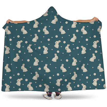 Baby Rabbit Pattern Print Hooded Blanket