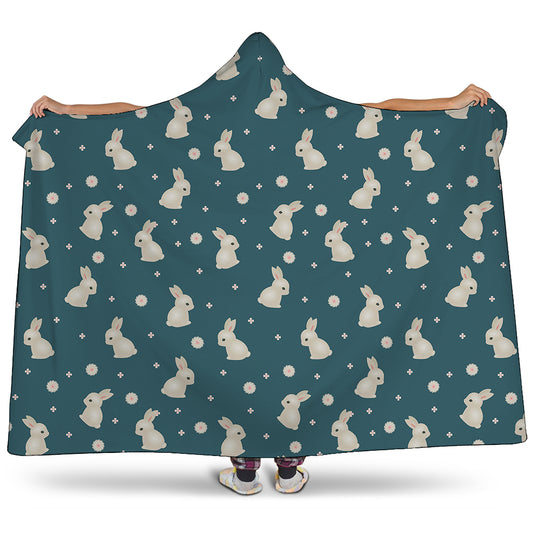 Baby Rabbit Pattern Print Hooded Blanket