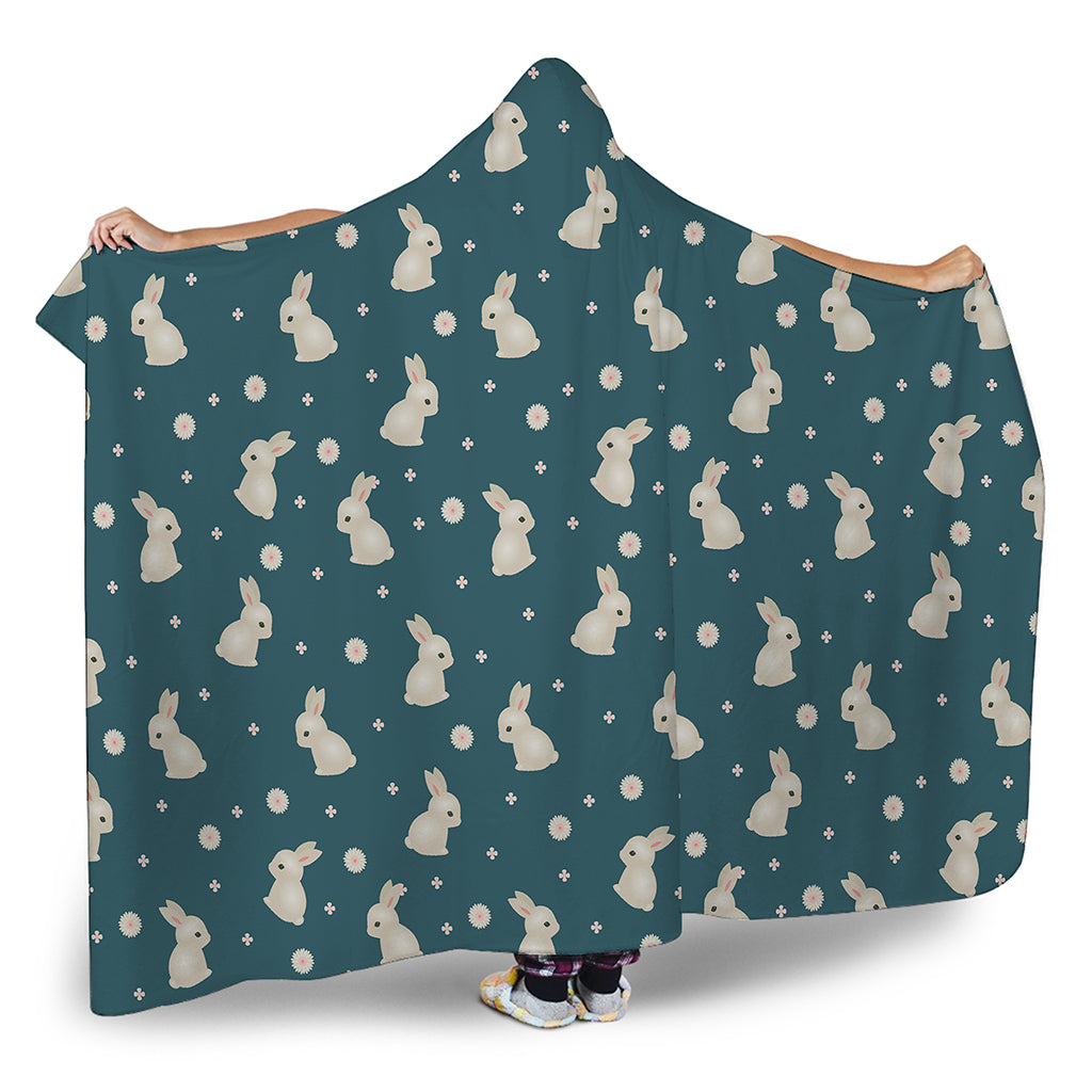 Baby Rabbit Pattern Print Hooded Blanket