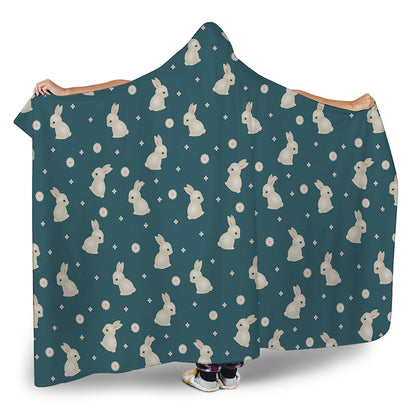 Baby Rabbit Pattern Print Hooded Blanket
