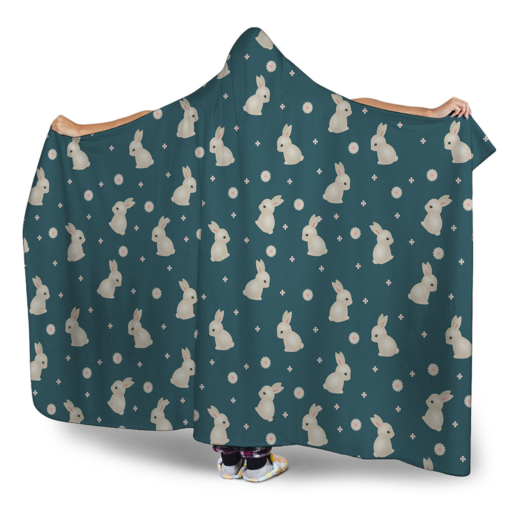 Baby Rabbit Pattern Print Hooded Blanket