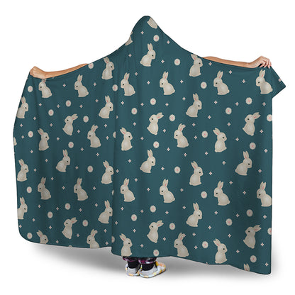 Baby Rabbit Pattern Print Hooded Blanket