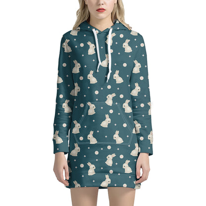 Baby Rabbit Pattern Print Hoodie Dress