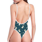 Baby Rabbit Pattern Print One Piece High Cut Swimsuit