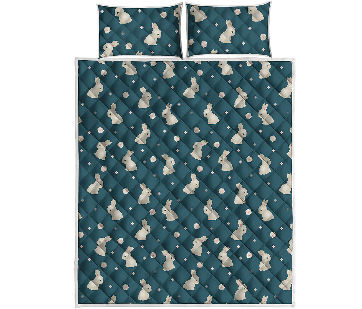 Baby Rabbit Pattern Print Quilt Bed Set