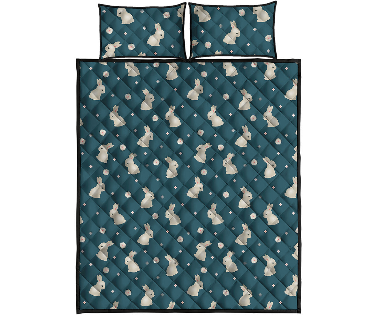 Baby Rabbit Pattern Print Quilt Bed Set
