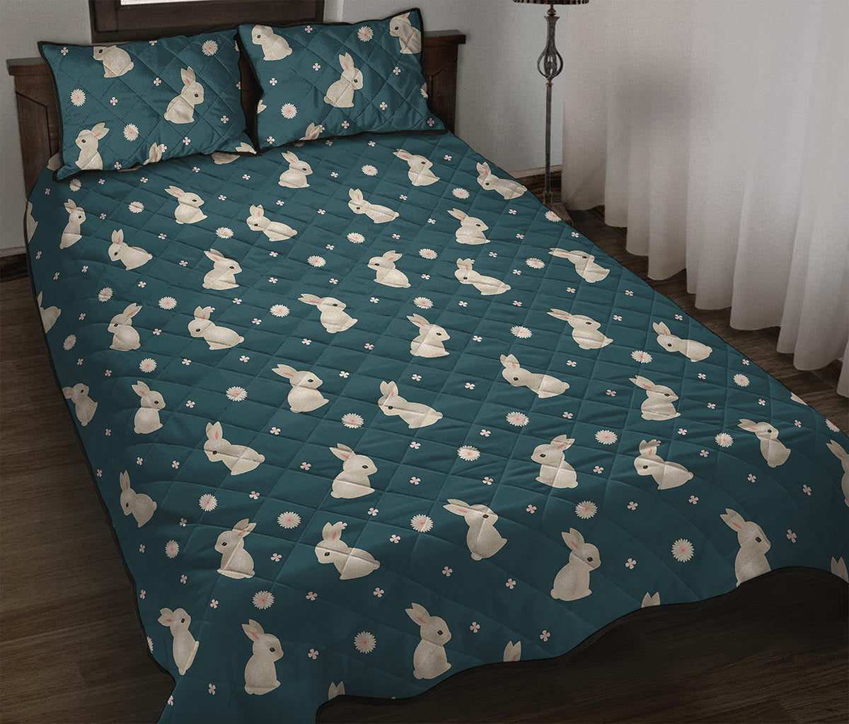 Baby Rabbit Pattern Print Quilt Bed Set