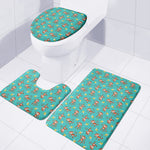 Banana And Monkey Pattern Print 3 Piece Bath Mat Set