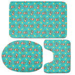 Banana And Monkey Pattern Print 3 Piece Bath Mat Set