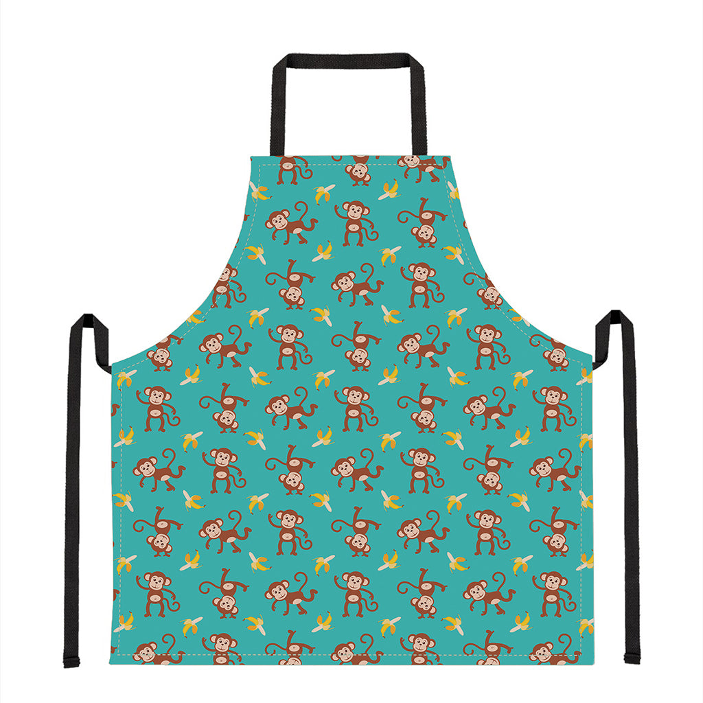 Banana And Monkey Pattern Print Apron