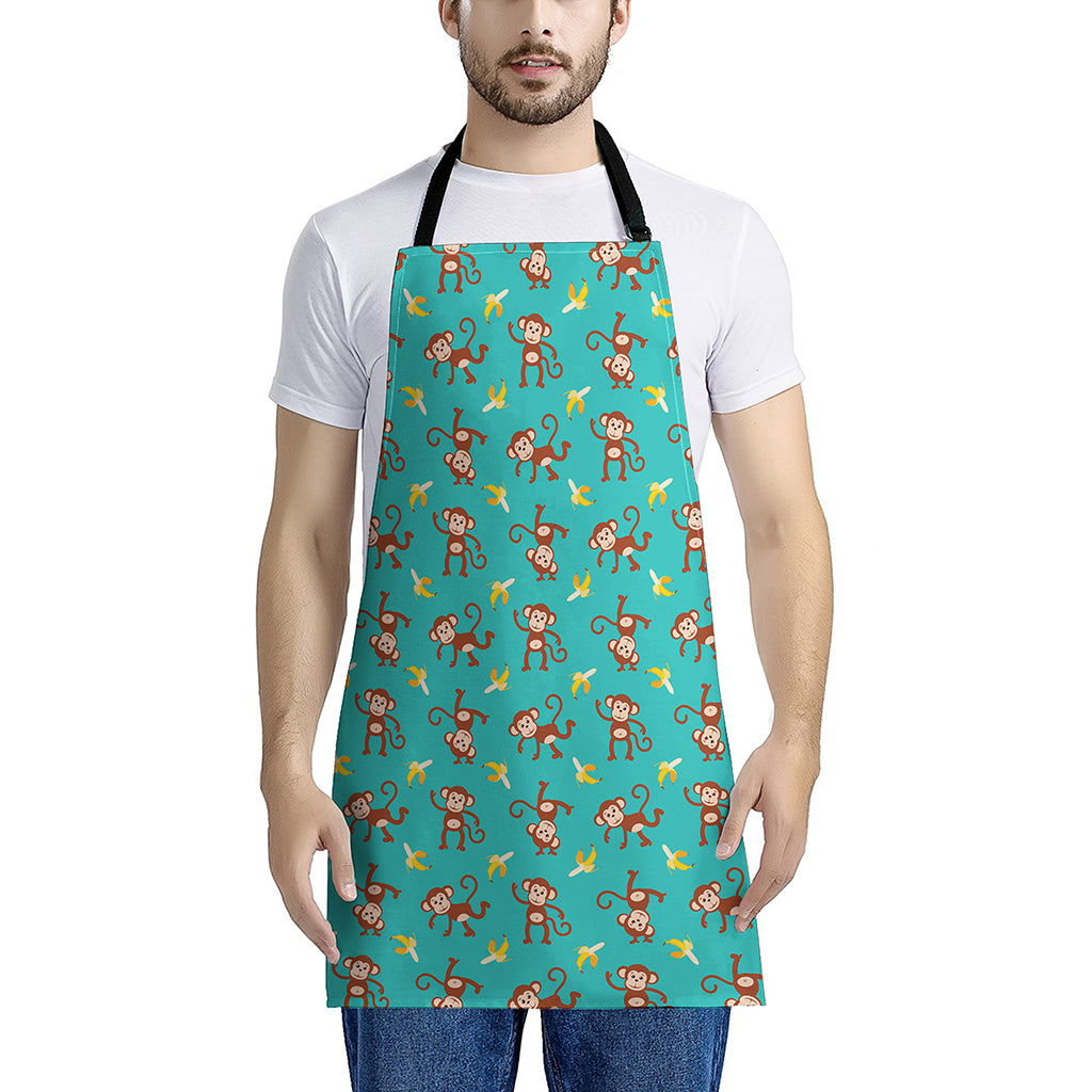 Banana And Monkey Pattern Print Apron
