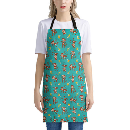 Banana And Monkey Pattern Print Apron