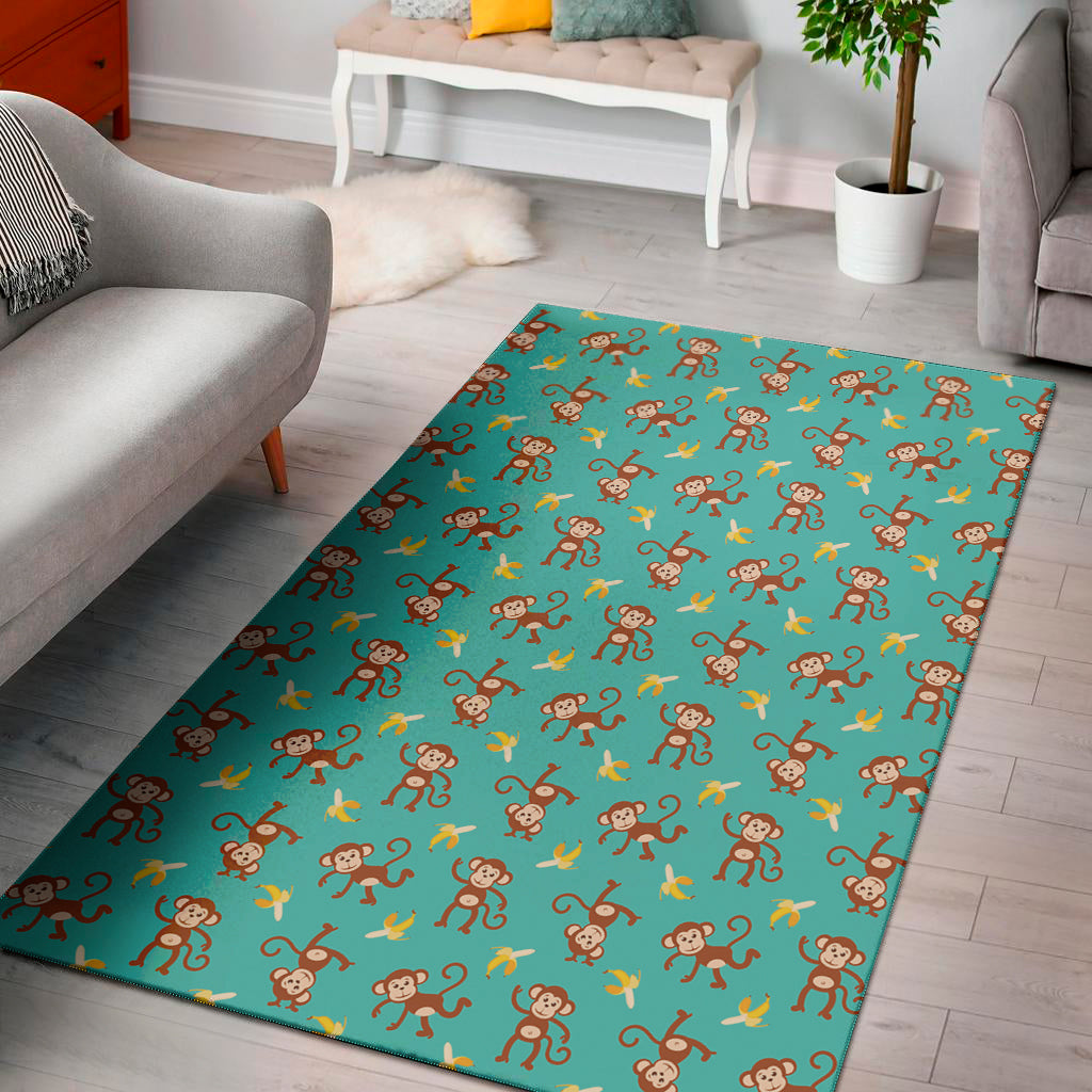 Banana And Monkey Pattern Print Area Rug