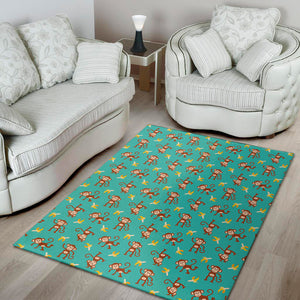 Banana And Monkey Pattern Print Area Rug