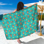 Banana And Monkey Pattern Print Beach Sarong Wrap
