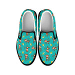 Banana And Monkey Pattern Print Black Slip On Shoes