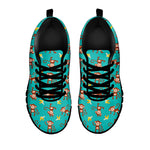 Banana And Monkey Pattern Print Black Sneakers