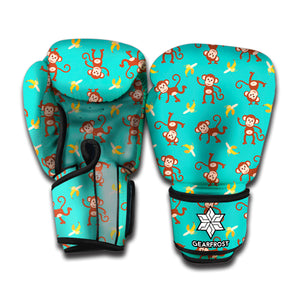 Banana And Monkey Pattern Print Boxing Gloves