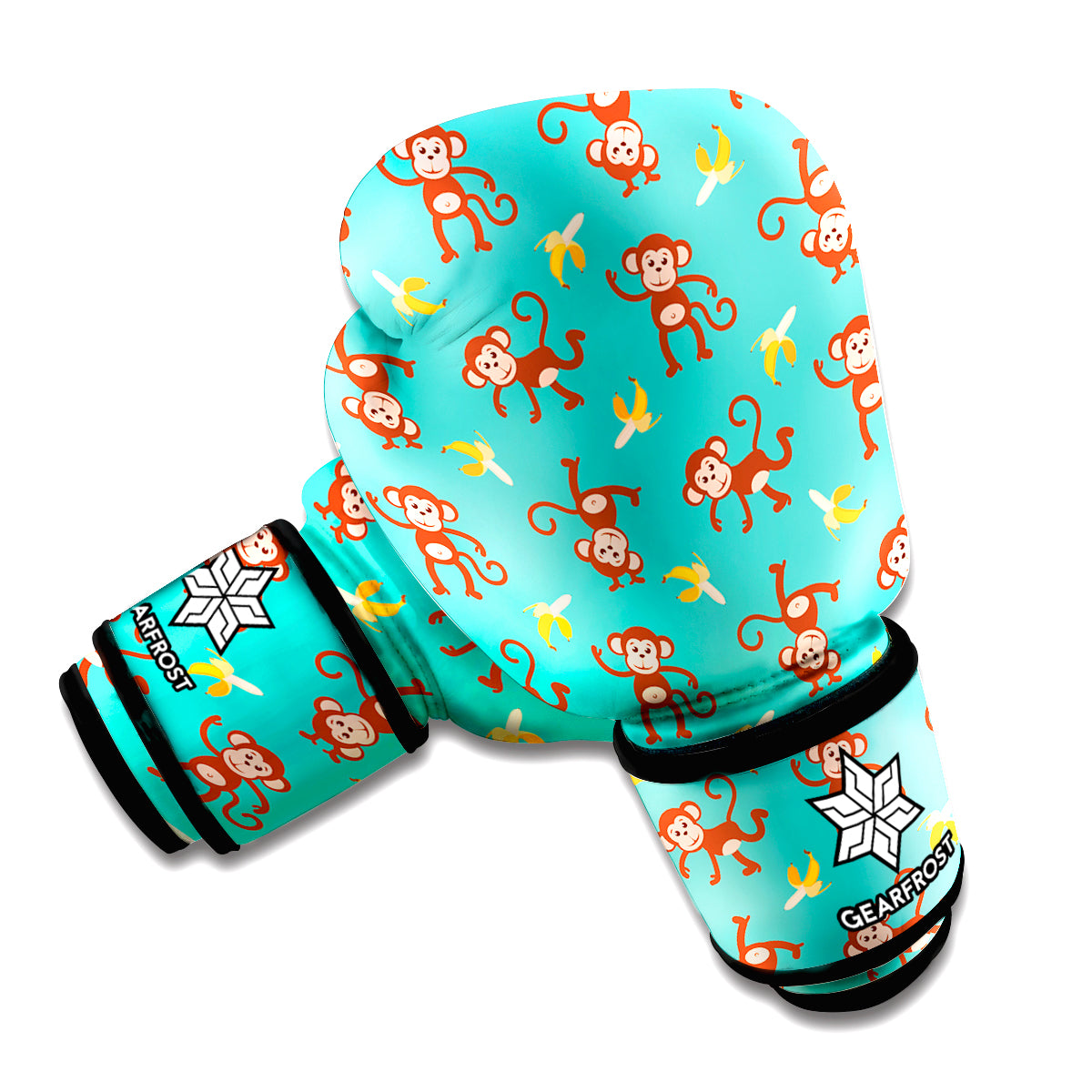 Banana And Monkey Pattern Print Boxing Gloves