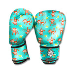 Banana And Monkey Pattern Print Boxing Gloves