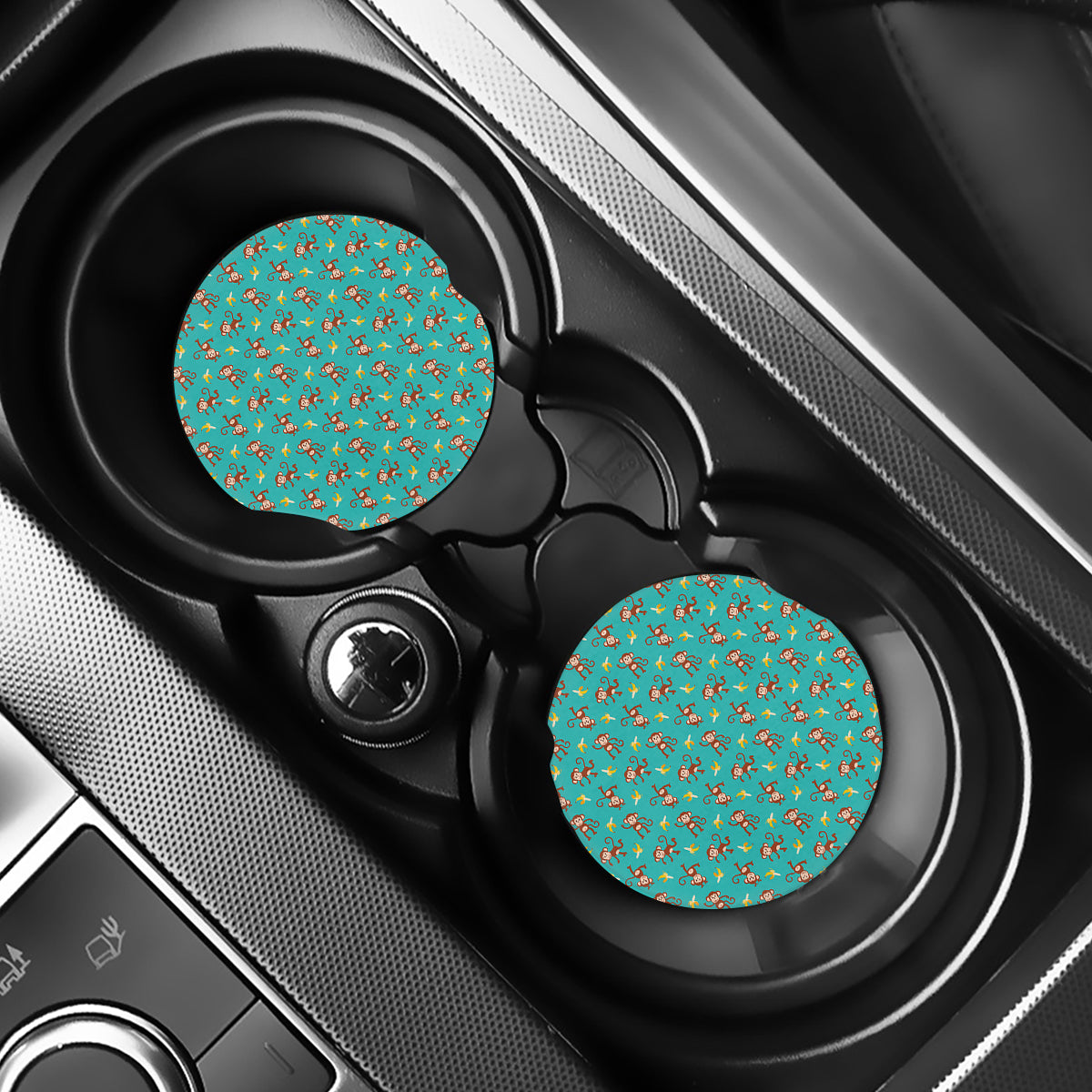 Banana And Monkey Pattern Print Car Coasters