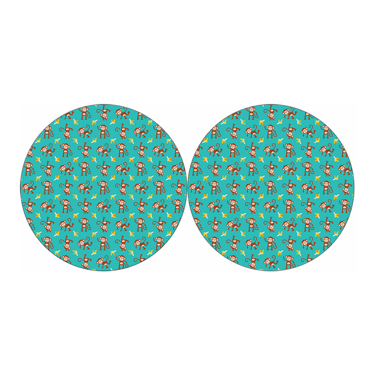 Banana And Monkey Pattern Print Car Coasters