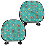 Banana And Monkey Pattern Print Car Headrest Covers