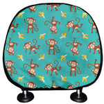 Banana And Monkey Pattern Print Car Headrest Covers