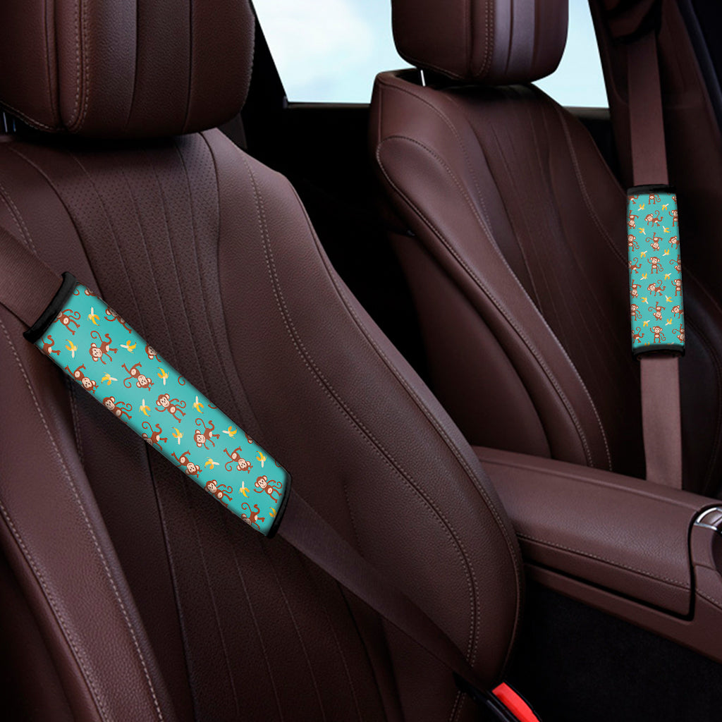 Banana And Monkey Pattern Print Car Seat Belt Covers