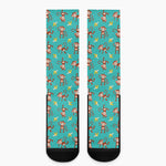 Banana And Monkey Pattern Print Crew Socks