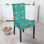 Banana And Monkey Pattern Print Dining Chair Slipcover