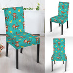 Banana And Monkey Pattern Print Dining Chair Slipcover