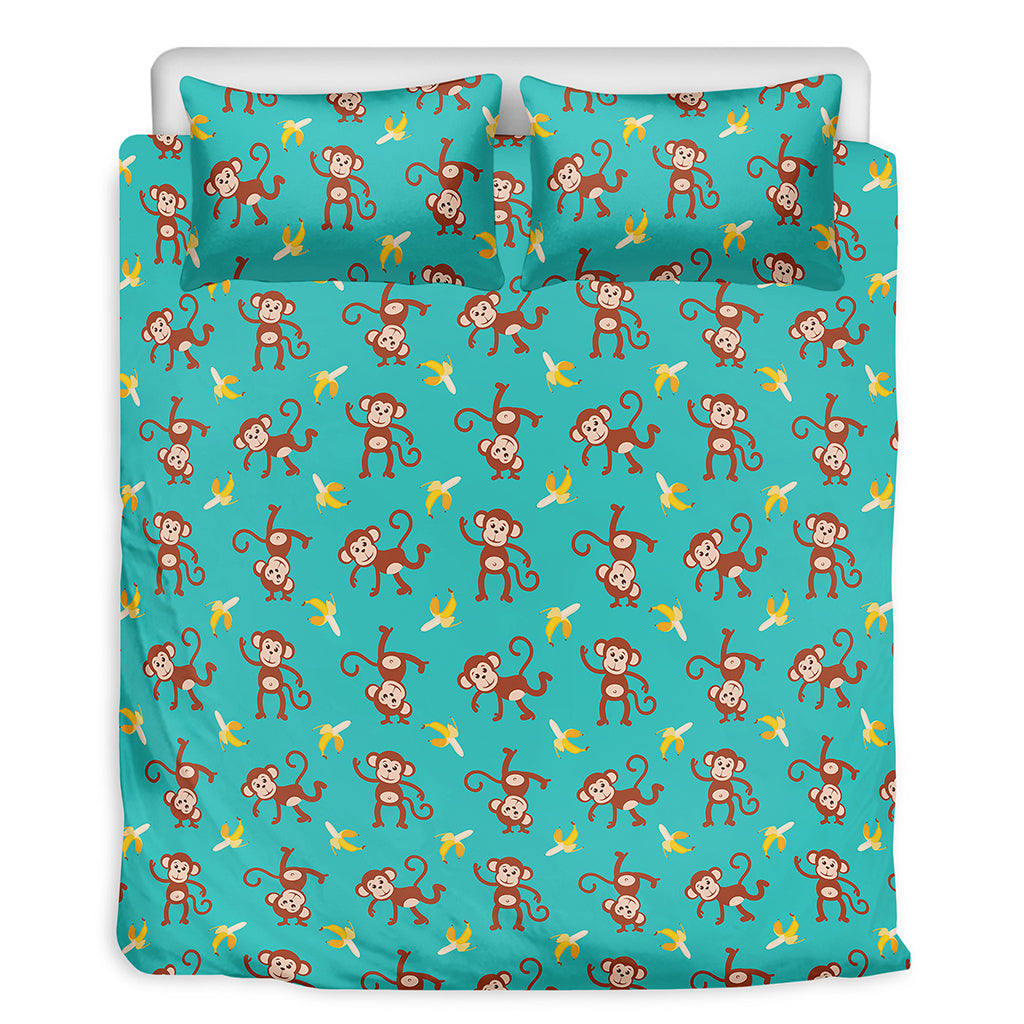 Banana And Monkey Pattern Print Duvet Cover Bedding Set