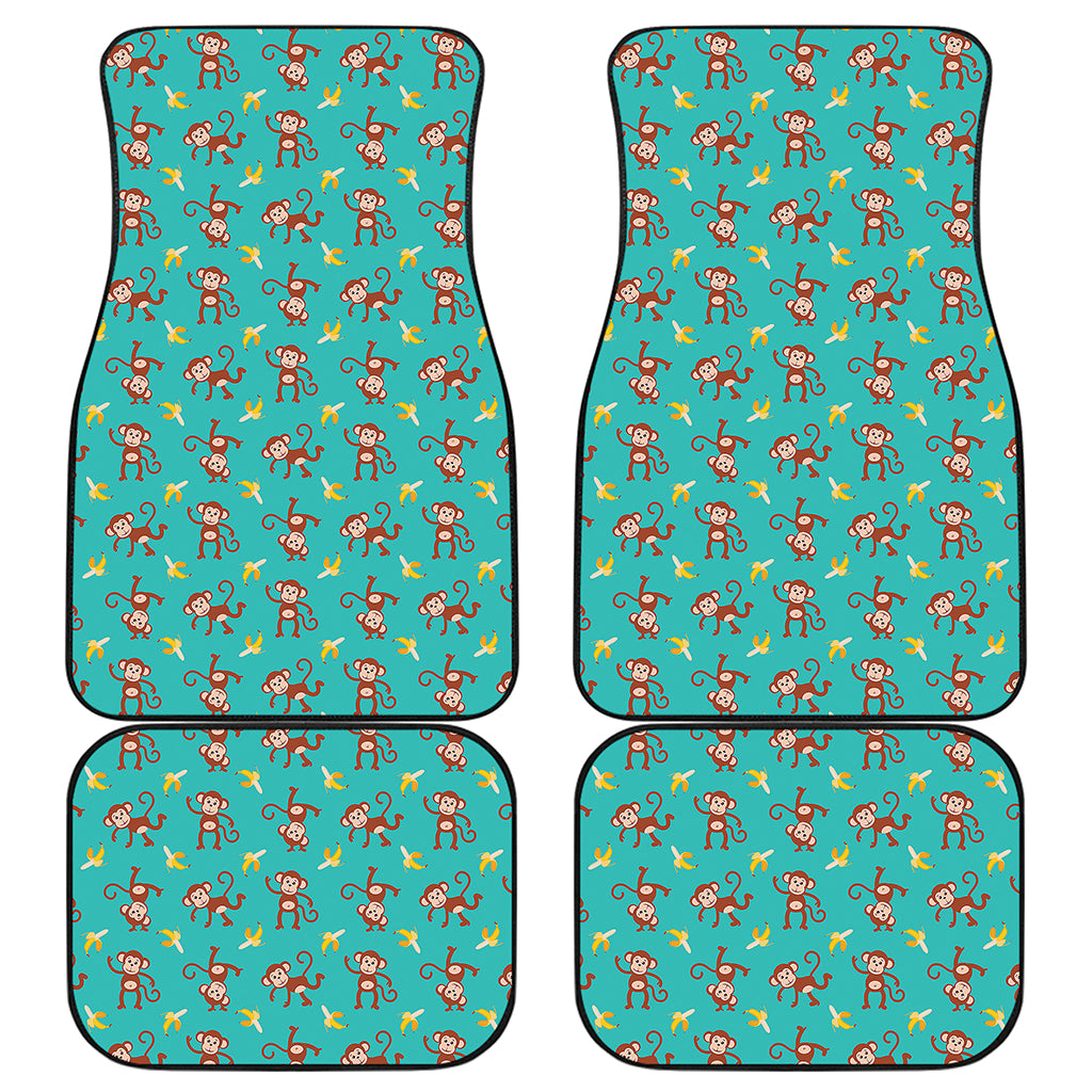 Banana And Monkey Pattern Print Front and Back Car Floor Mats