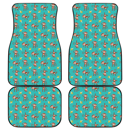 Banana And Monkey Pattern Print Front and Back Car Floor Mats