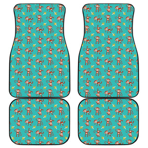 Banana And Monkey Pattern Print Front and Back Car Floor Mats