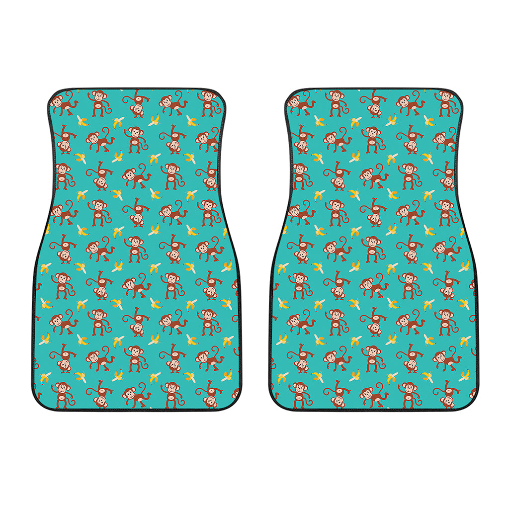 Banana And Monkey Pattern Print Front Car Floor Mats