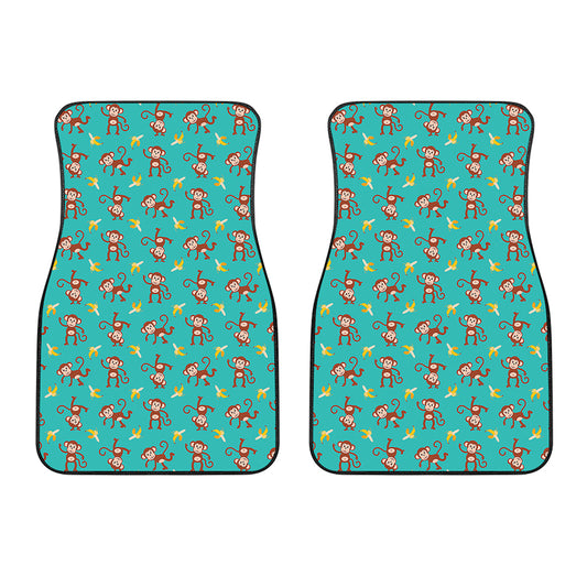Banana And Monkey Pattern Print Front Car Floor Mats