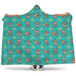 Banana And Monkey Pattern Print Hooded Blanket