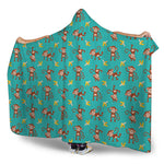 Banana And Monkey Pattern Print Hooded Blanket