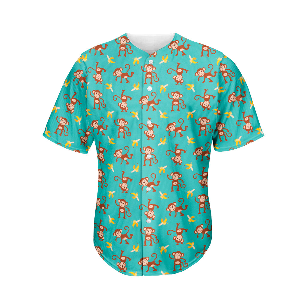 Banana And Monkey Pattern Print Men's Baseball Jersey