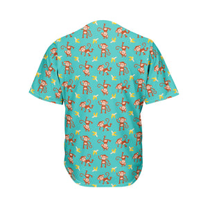 Banana And Monkey Pattern Print Men's Baseball Jersey