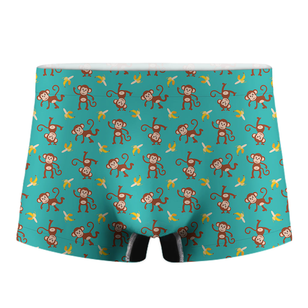 Banana And Monkey Pattern Print Men's Boxer Briefs