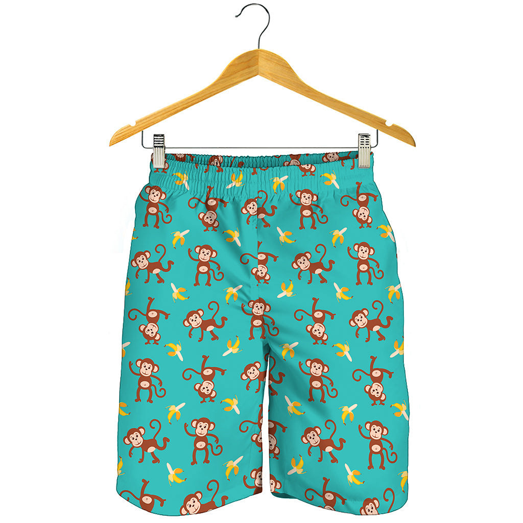 Banana And Monkey Pattern Print Men's Shorts