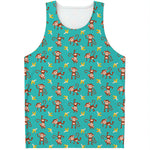 Banana And Monkey Pattern Print Men's Tank Top