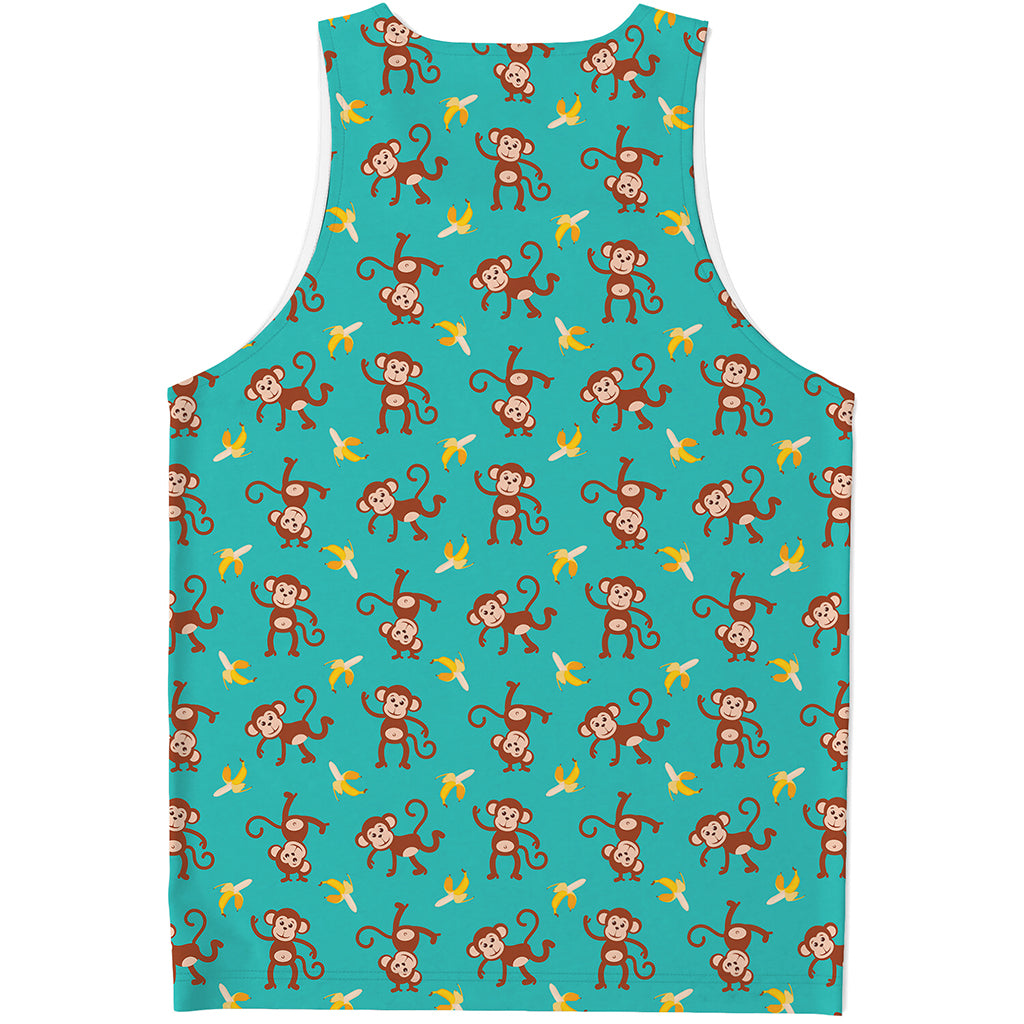 Banana And Monkey Pattern Print Men's Tank Top