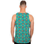 Banana And Monkey Pattern Print Men's Tank Top