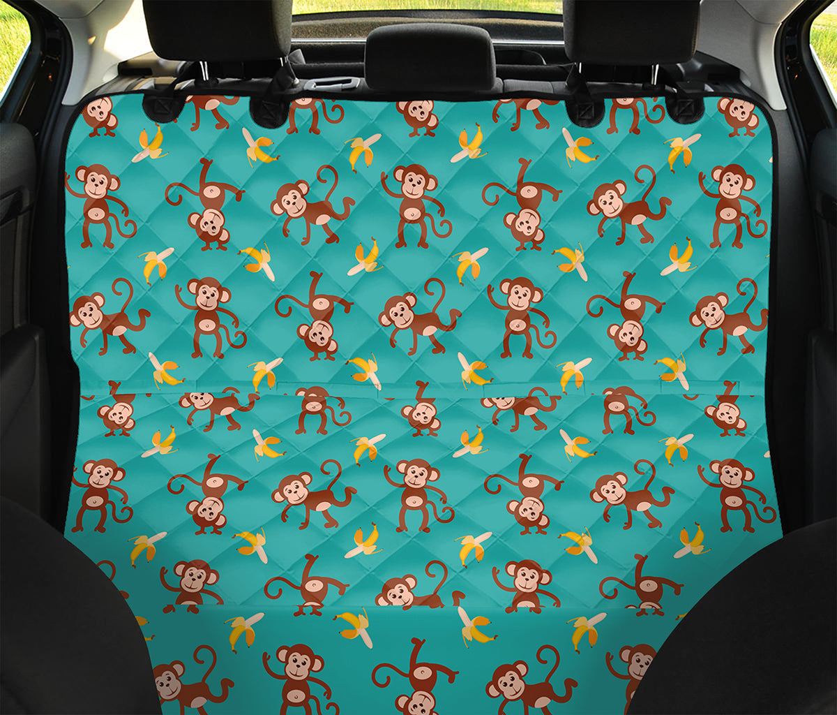 Banana And Monkey Pattern Print Pet Car Back Seat Cover – GearFrost