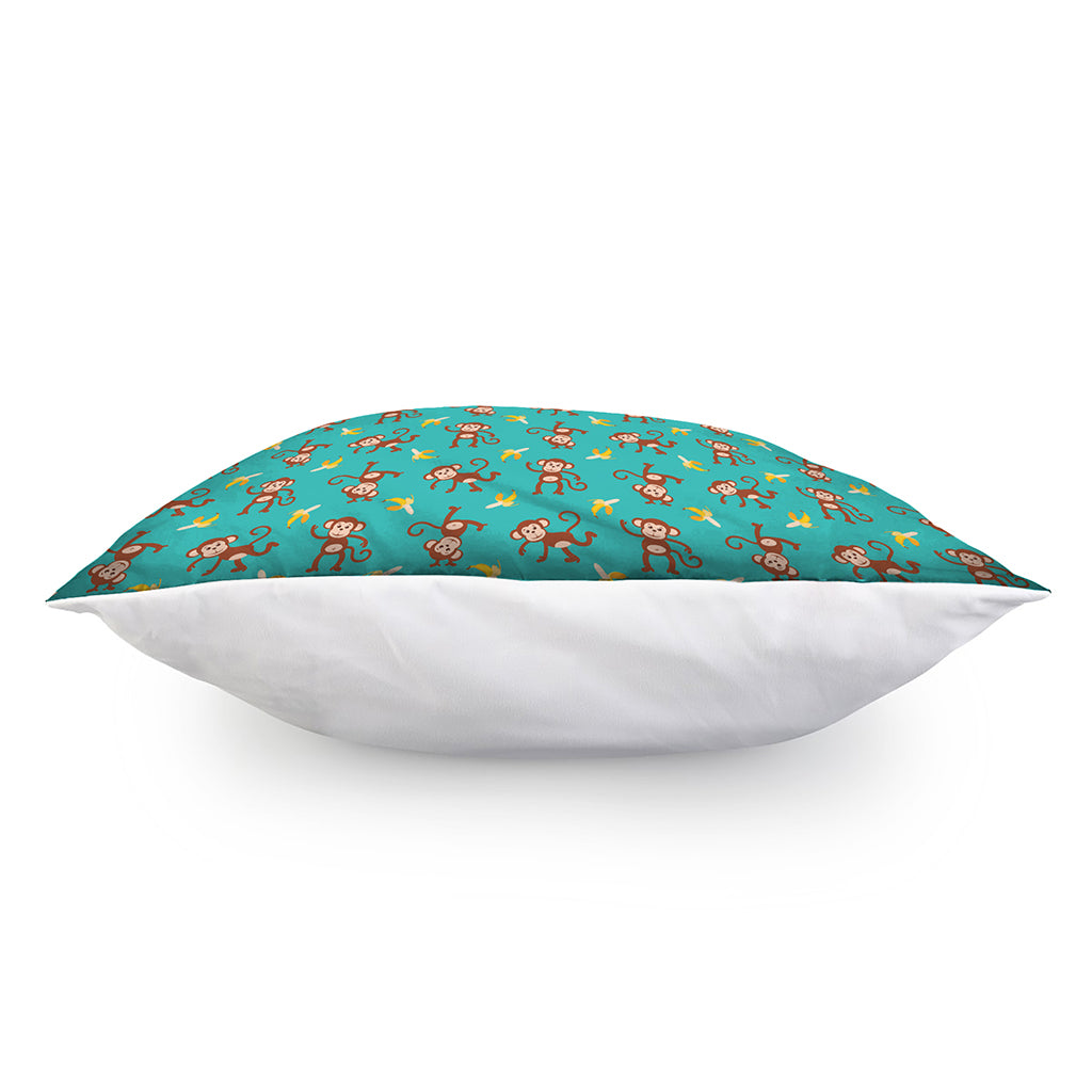 Banana And Monkey Pattern Print Pillow Cover