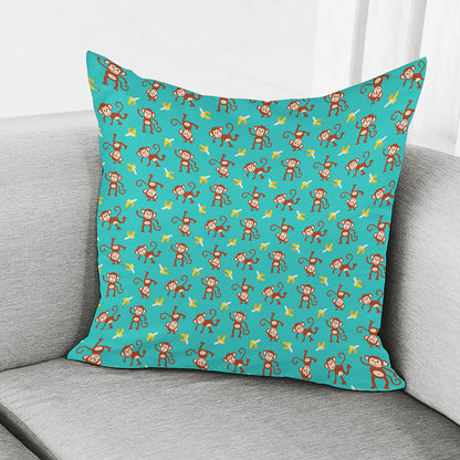 Banana And Monkey Pattern Print Pillow Cover